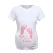 Daqian Clearance Shirts for Women Women Short Sleeve Letter Print Tops T-shirt Pregnancy Clothes Womens Maternity Shirts Pink XXL(XXL)